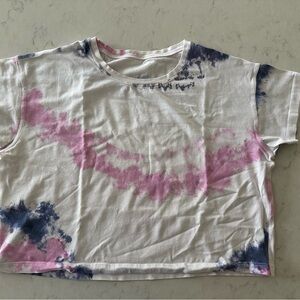 Lululemon Athletica Pink and Blue Tie-Dye Crop Top